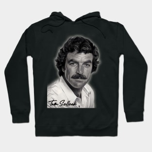 Tom Selleck Image in Grayscale Hoodie